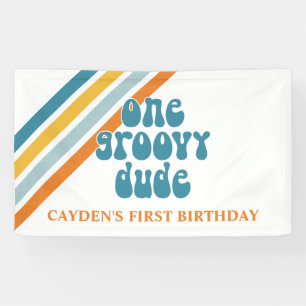 Bannière d'anniversaire garçon Groovy One Rétro Ra