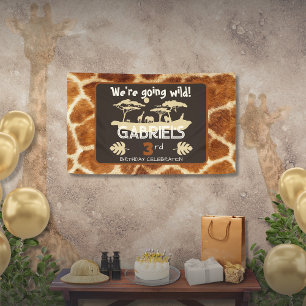 Bannière d'anniversaire girafe à motif animal