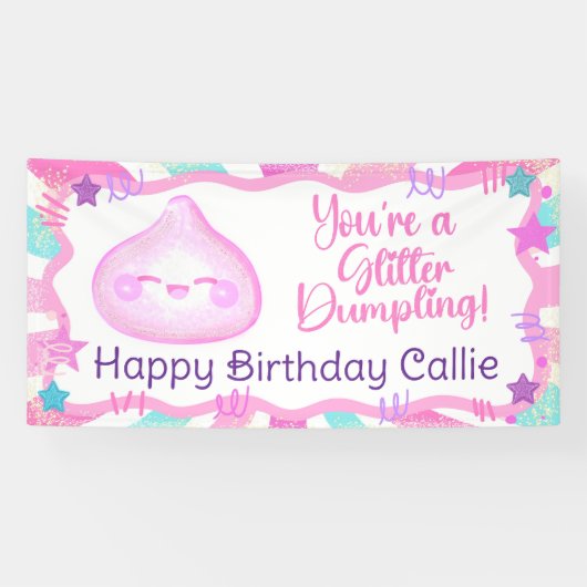 Bannière d'anniversaire Glitter Dumpling (Horizontal)