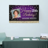 Bannière d'anniversaire Glittery Purple et Gold (Salon professionnel)