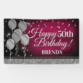 Bannière d'anniversaire Glittery Rose et Silver (Horizontal)