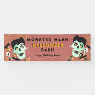 Bannière d'anniversaire Halloween Monster Mash