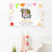 Bannière d'anniversaire jaune et violet pour enfan (Insitu)