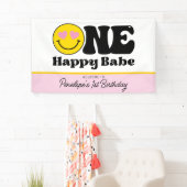 Bannière d'anniversaire Jaune rose un heureux bébé (En situation)