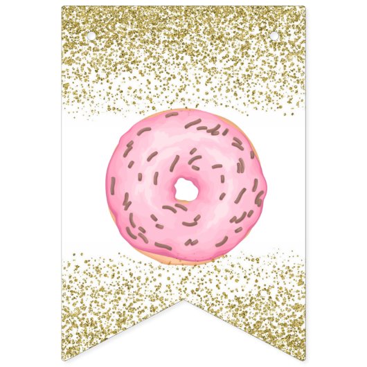 Bannière d'anniversaire joyeuse de Donut Gold (Premier drapeau)