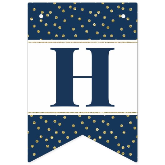 Bannière d'anniversaire joyeuse en bleu et or (Deuxième drapeau)