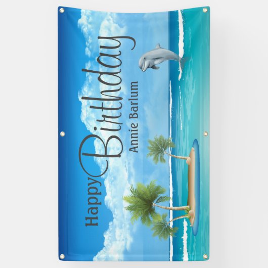 Bannière d'anniversaire joyeuse pour dauphin de l' (Vertical)