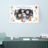 Bannière d'anniversaire joyeux astronaute espace e (Salon professionnel)