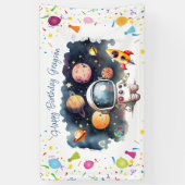 Bannière d'anniversaire joyeux astronaute espace e (Vertical)