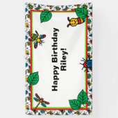 Bannière d'anniversaire Joyeux avec des insectes m (Vertical)