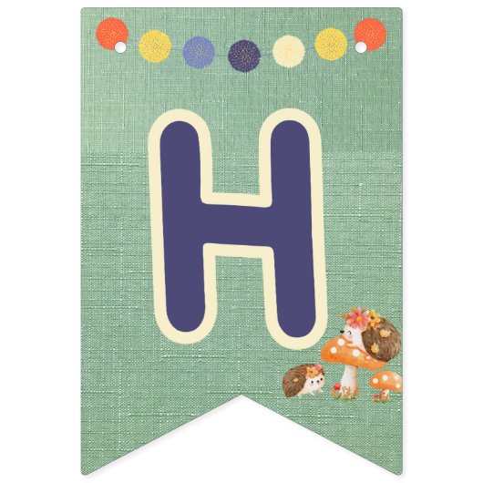 Bannière d'anniversaire joyeux de mignonne hérisso (Deuxième drapeau)