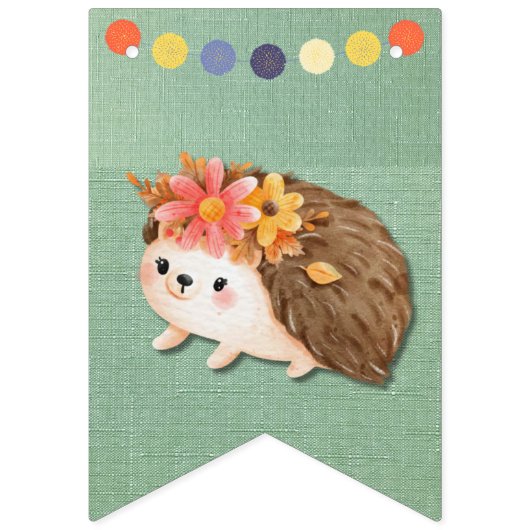 Bannière d'anniversaire joyeux de mignonne hérisso (Premier drapeau)