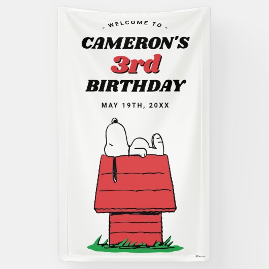 Bannière d'anniversaire La Maison de Snoopy (Vertical)
