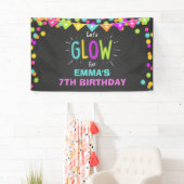 Bannière d'anniversaire lumineux Disco party Neon (En situation)