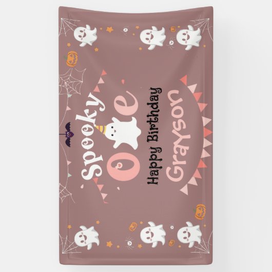 Bannière d'anniversaire Ooky Éffrayant personnalis (Vertical)