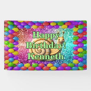 Bannière d'anniversaire personnalisée avec escargo
