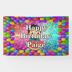 Bannière d'anniversaire personnalisée avec pastèqu