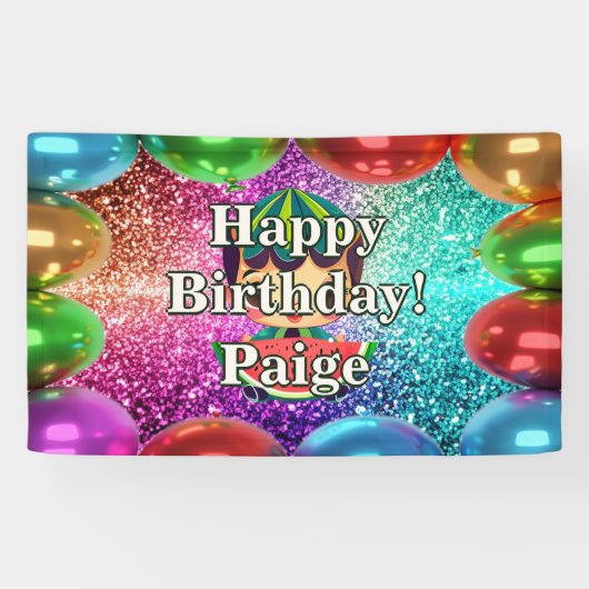 Bannière d'anniversaire personnalisée avec pastèqu (Horizontal)