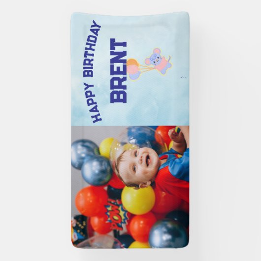 Bannière d'anniversaire personnalisée avec photo e (Verticale)