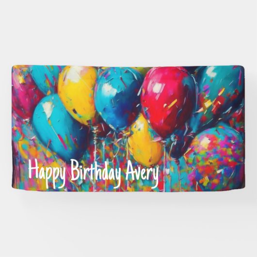 Bannière d'anniversaire personnalisée | Ballons co (Horizontal)