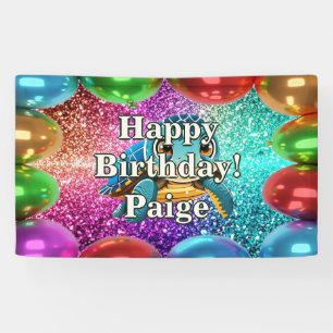 Bannière d'anniversaire personnalisée de personnag