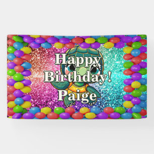 Bannière d'anniversaire personnalisée de Tortue