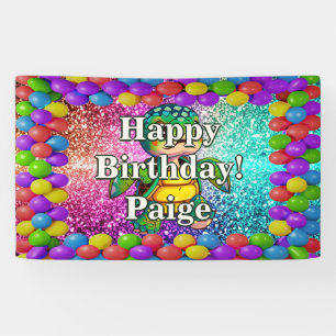 Bannière d'anniversaire personnalisée de Tortue pe