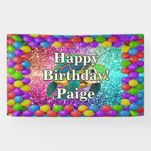 Bannière d'anniversaire personnalisée de Tortue pe