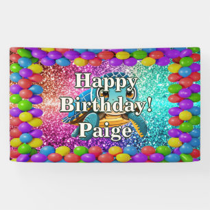 Bannière d'anniversaire personnalisée de Tortue pe