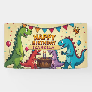 Bannière d'anniversaire personnalisée dinosaure po