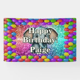 Bannière d'anniversaire personnalisée éléphant