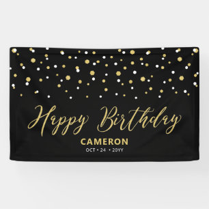 Bannière d'anniversaire personnalisée Hexagone noi