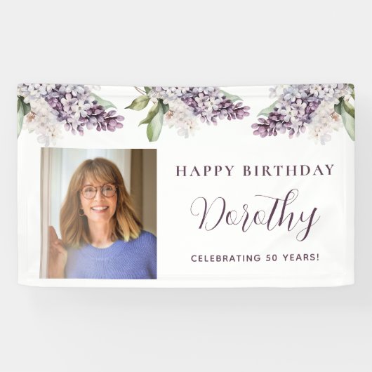 Bannière d'anniversaire personnalisée Photo 50e Fl (Horizontal)
