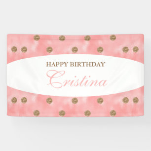 Bannière d'anniversaire Polka-Dot Or Personnalisée