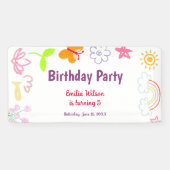 Bannière d'anniversaire pour enfants Jaune Violet (Horizontal)