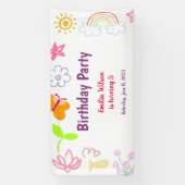 Bannière d'anniversaire pour enfants Jaune Violet (Verticale)