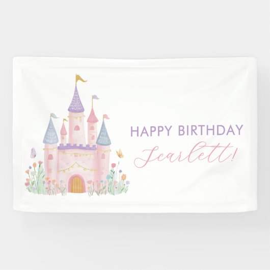 Bannière d'anniversaire pour filles Princesse Chât (Horizontal)