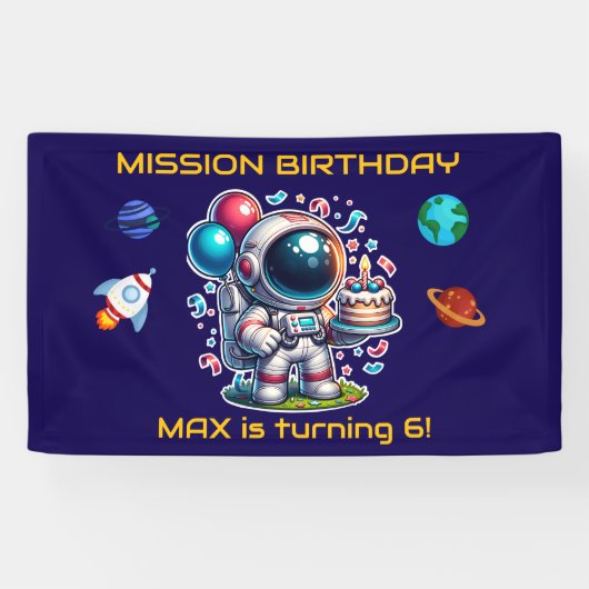 Bannière d'anniversaire pour garçon Astronaute Exp (Horizontal)