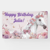 Bannière d'anniversaire Pretty Ponies et Petales  (Horizontal)