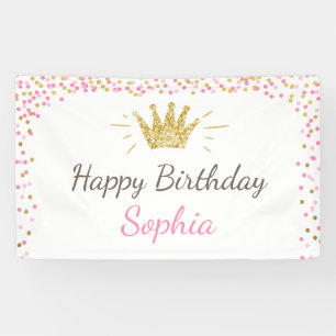 Bannière d'anniversaire princesse Royal Rose et Go