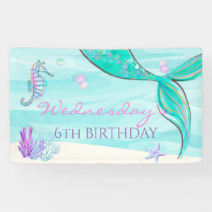 Bannière d'anniversaire Queue de Sirène Sous la Me