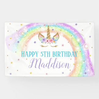Bannière d'anniversaire Rainbow Unicorn