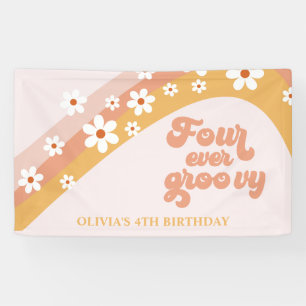 Bannière d'anniversaire rétro Four Ever Groovy Ret
