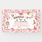 Bannière d'Anniversaire rose de Western Girl First (Horizontal)