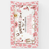 Bannière d'Anniversaire rose de Western Girl First (Vertical)