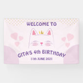 Bannière d'anniversaire rose Kitty Cat  (Horizontal)