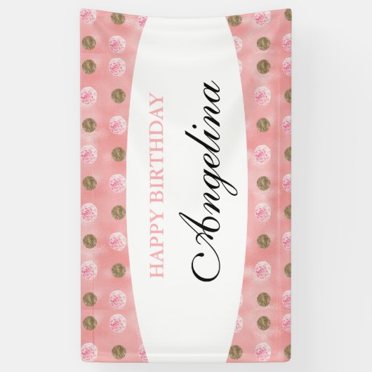 Bannière d'anniversaire rose-point (Vertical)