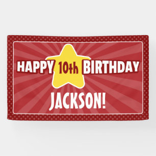 Bannière d'anniversaire rouge des Etoile d'âge