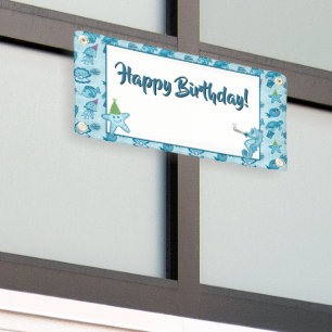 Bannière d'anniversaire Sea Life avec place pour c