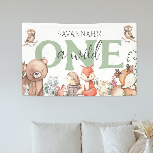 Bannière d'anniversaire Sweet Woodland Animal 1ère